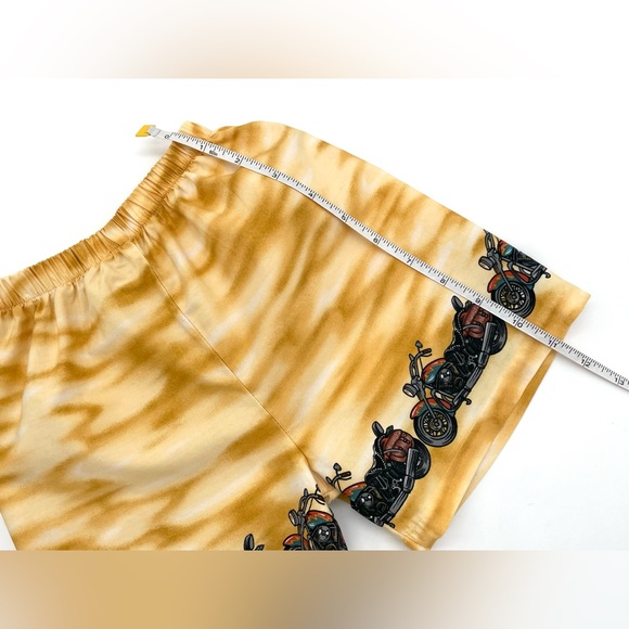 EUC KY’S Hawaiian Aloha Motorcycle Short Sleeve Shirt & Short Set in Yellow 2 - Picture 6 of 10